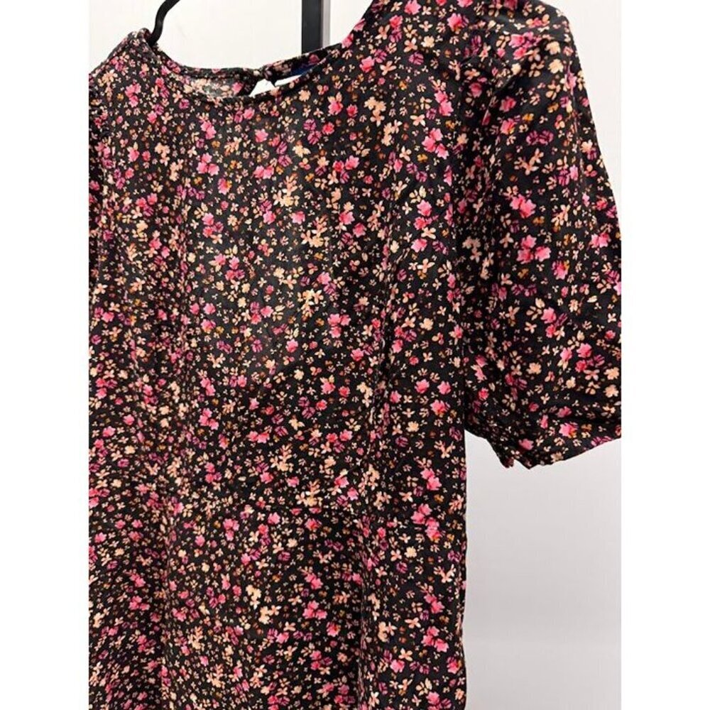 Old Navy Black Floral Keyhole Back Short Sleeve Dress - Picture 2 of 5